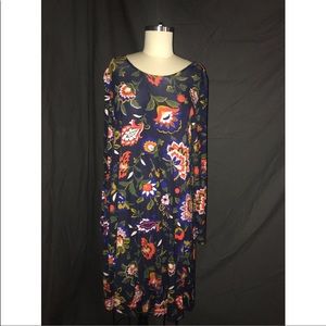 Floral Long-Sleeve Jersey Swing Dress